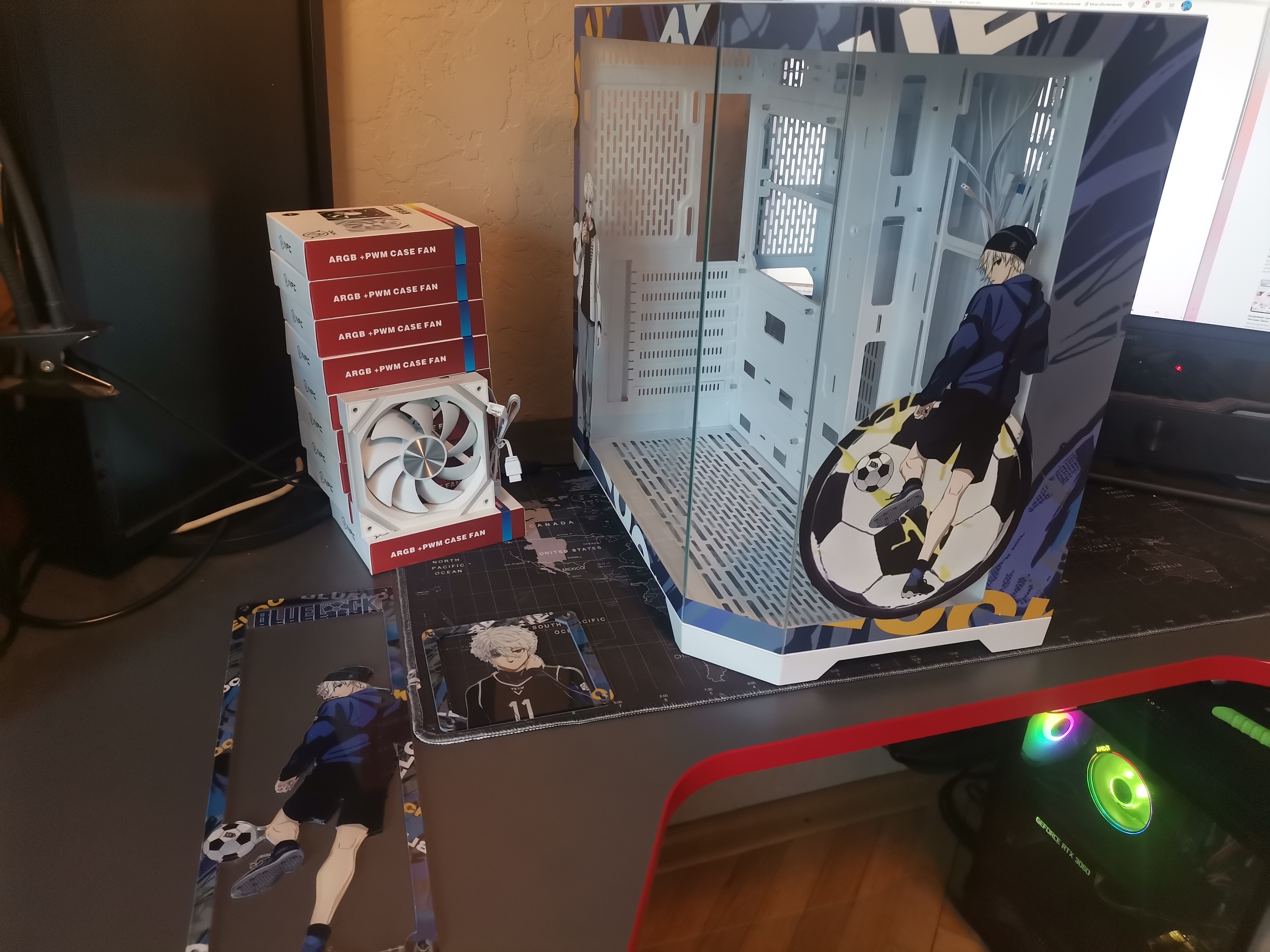 Корпус Seishiro Nagi — Blue Lock | ATX | 10 вентиляторов | Белый